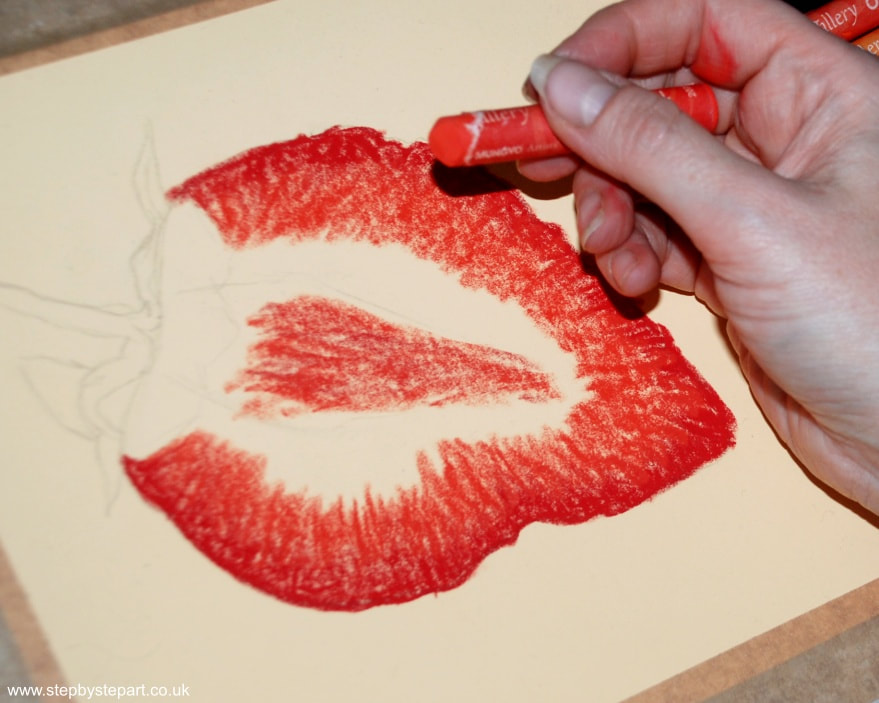 Strawberry oil pastels tutorial